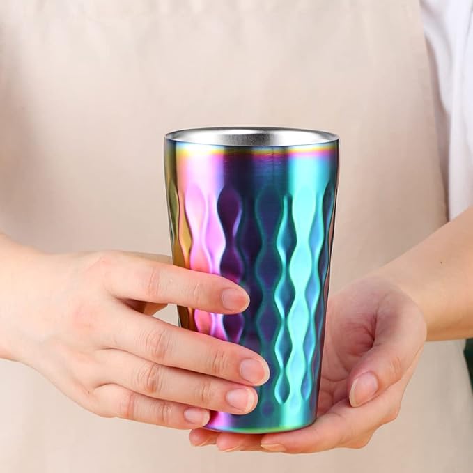 10oz Stainless Steel Cup Set, 2Pcs Double Wall Metal Cup,Vacuum Stackable Insulated Portable Drinking Tumblers Unbreakable Glasses,for Home Outdoor Restaurant(Blue)
