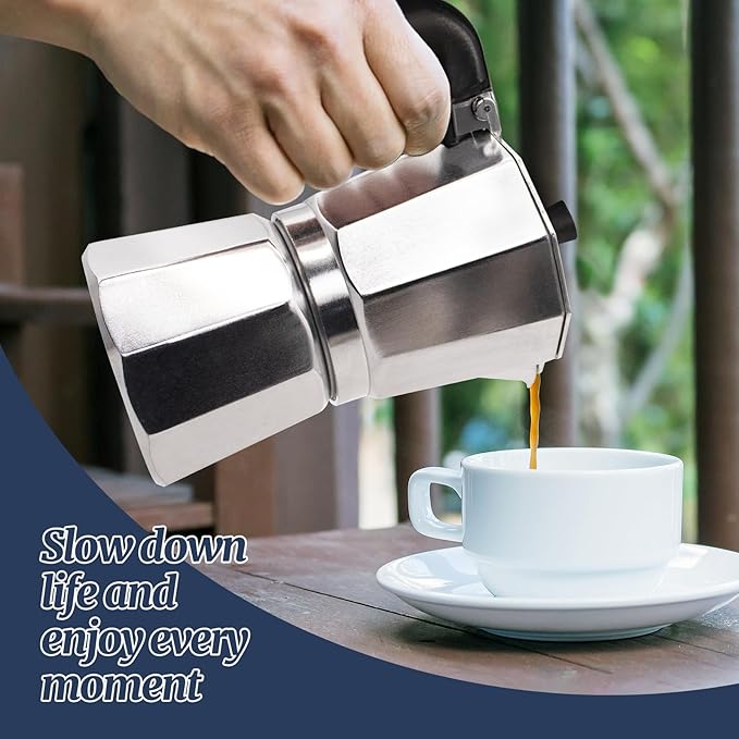 14 Cup Moka Pot Aluminum 700ml Italian Coffee Maker Stovetop Espresso CoffeeMakers Mocha Pot Percolator Greca Coffee Maker for Electric Ceramic Stove Portable for Easy Brewing