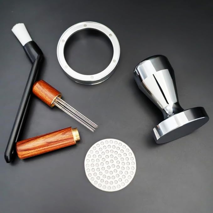 5 Pieces - 51mm Espresso Tamper Accessories Kit Fit 51mm Portafilters, 51mm Coffee Tampers Set, WDT Stirrer Tool, Puck Screen, Dosing Funnel, Coffee Cleaning Brush (51mm)