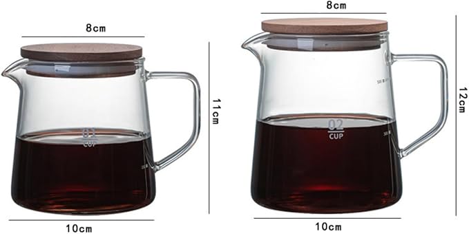 Elegant Clear Glass Creamer Coffee Milk Creamer Pitcher, Coffee Pot Serving Set with Handle and Wooden Lid-Smooth-20OZ-H