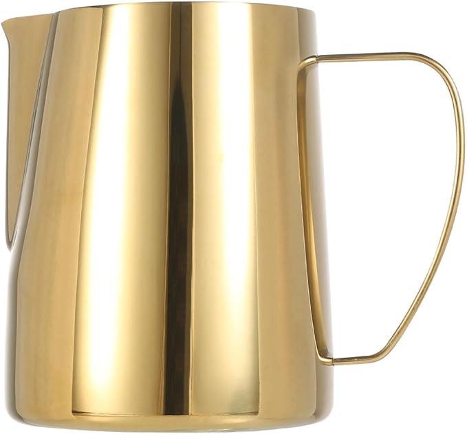 Milk Frothing Pitcher, 20oz/600ml Stainless Steel Espresso Steaming Pitcher, Milk Frother Steamer Cup For Latte Art, Gold