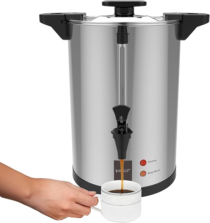 Valgus Commercial Stainless Steel Coffee Urn 135-Cup 20L Large Capacity Coffee Maker Electric Hot Water Bottles with Percolator Automatic Temperature Control for Large Events, Parties, Weddings