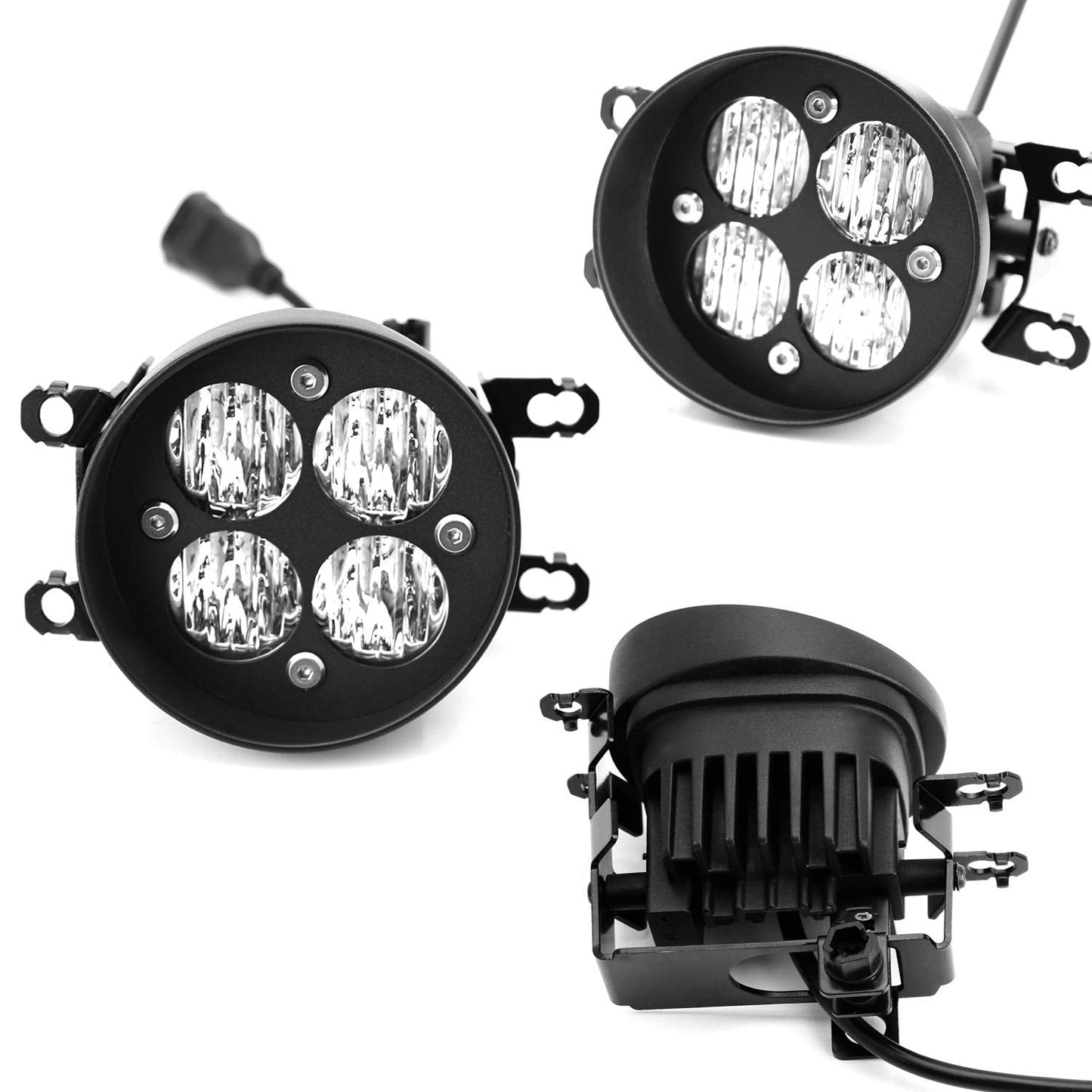 iJDMTOY Fog Light Kit - 24W High Power LED, Wide Angle SAE Flood Beam, Built-On Mounting Brackets, Compatible with Toyota Tacoma/Tundra/4Runner, White