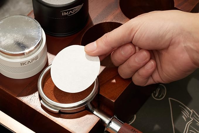 IKAPE 51mm Espresso Filters (200pc), Coffee Puck Screen Compatible with 51mm Portafilters - Ultra Thin Replacement Filters, Premium Metal Storage Case