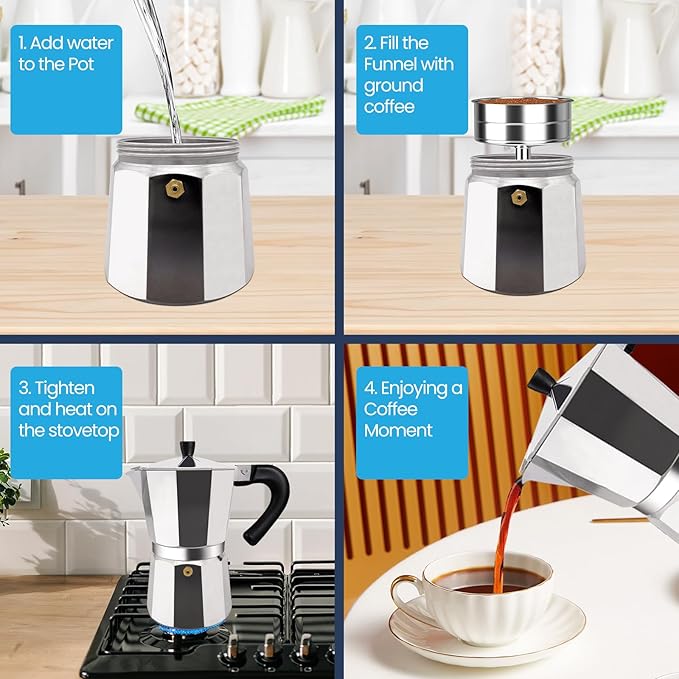 12 Cup Moka Pot Aluminum 600ml Italian Coffee Maker Stovetop Espresso CoffeeMakers Mocha Pot Percolator Greca Coffee Maker for Electric Ceramic Stove Portable for Easy Brewing