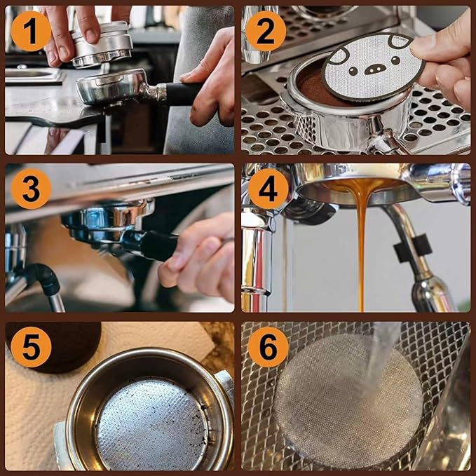 53.5mm Espresso Puck Screen, Lower Shower Screen, Metal Coffee Reusable Filter for 54mm Espresso Portafilter Basket, 1.7 Thickness(Doggie)