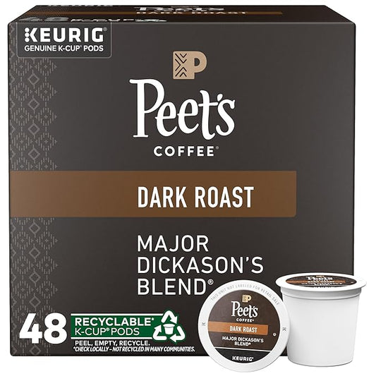 Peet's Coffee, Dark Roast Keurig K-Cup Pods, 100% Arabica Coffee - Major Dickason's Blend 48 Count (1 Box of 48 Pods)