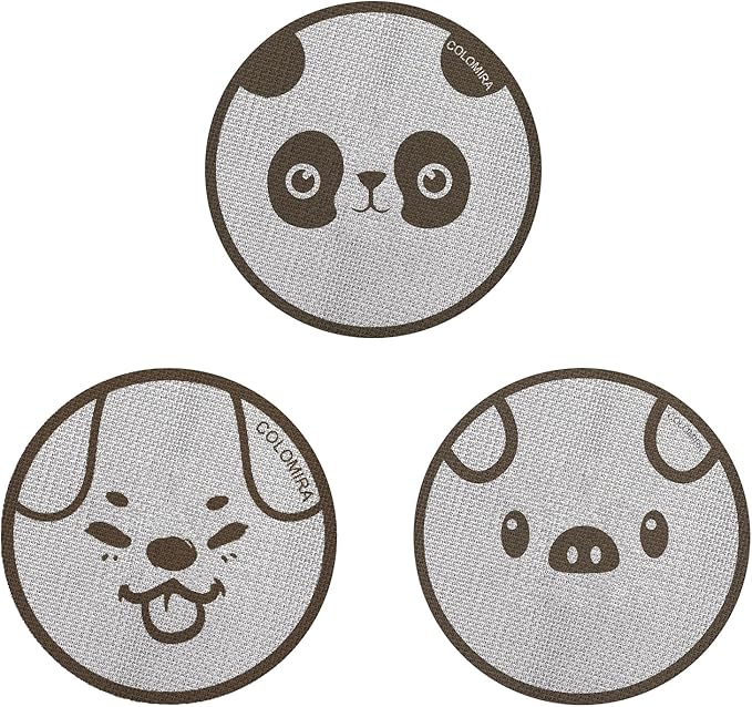 58.5mm Espresso Puck Screen 3-Pack, Lower Shower Screen, Metal Coffee Reusable Filter for 58mm Espresso Portafilter Basket, 1.7 Thickness - 316 Stainless Steel(Cute Animal)